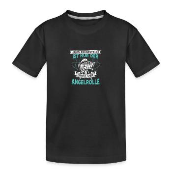 Links eingestellt ist nur der Griff der Angelrolle - Kinder Premium Bio T-Shirt - Schwarz - Vorne