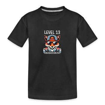 Level 13 Freigeschaltet Gamer Geburtstag Gaming - Kinder Premium Bio T-Shirt - Schwarz - Vorne