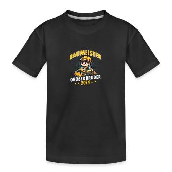 Großer Bruder 2024 Baumeister Geschwister - Kinder Premium Bio T-Shirt - Schwarz - Vorne