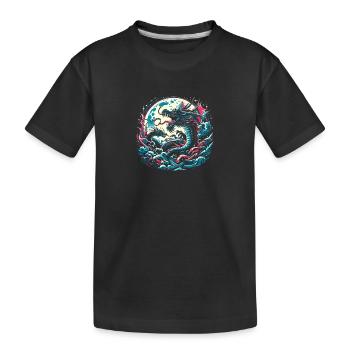 Dragons au clair de lune - T-shirt bio Premium Enfant - noir - Devant