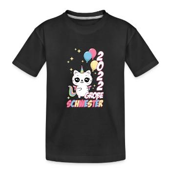 Große Schwester 2022 Schwangerschaft Baby Geburt - Kinder Premium Bio T-Shirt - Schwarz - Vorne