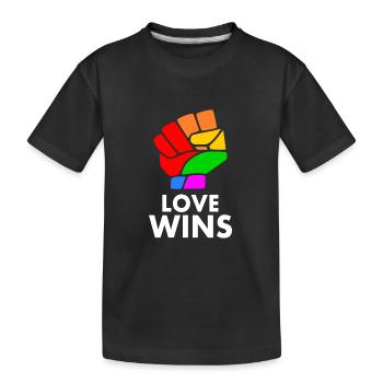 Love wins - Kids' Premium Organic T-Shirt - black - Front