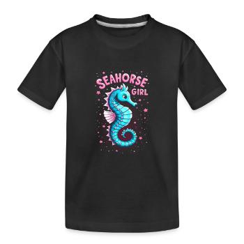 Seahorse Girl - Kinder Premium Bio T-Shirt - Schwarz - Vorne