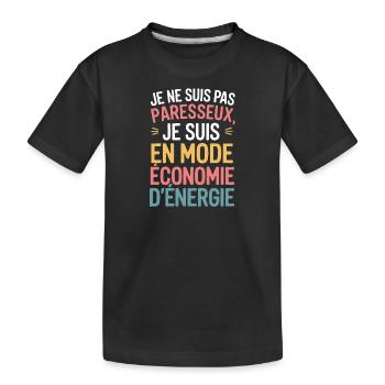 Je ne suis pas paresseux, je suis en mode économie - T-shirt bio Premium Enfant - noir - Devant