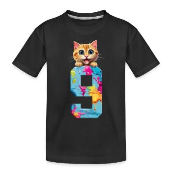 9 YEARS OLD CAT 9TH BIRTHDAY - Kids' Premium Organic T-Shirt - black - Front