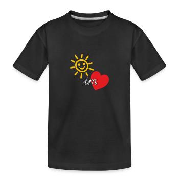 Sonne im Herzen, Sommer, Fröhlichkeit, Güte - Kinder Premium Bio T-Shirt - Schwarz - Vorne