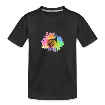 Horn player French horn - Kids' Premium Organic T-Shirt - black - Front