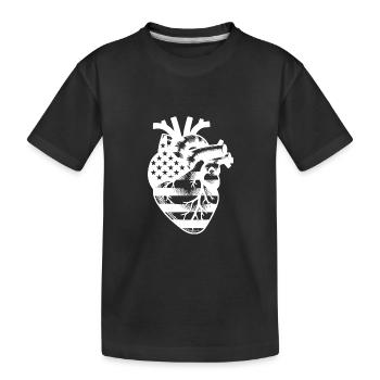 Anatomische Kunst Herz mit USA Flaggen Symbolik - Kinder Premium Bio T-Shirt - Schwarz - Vorne