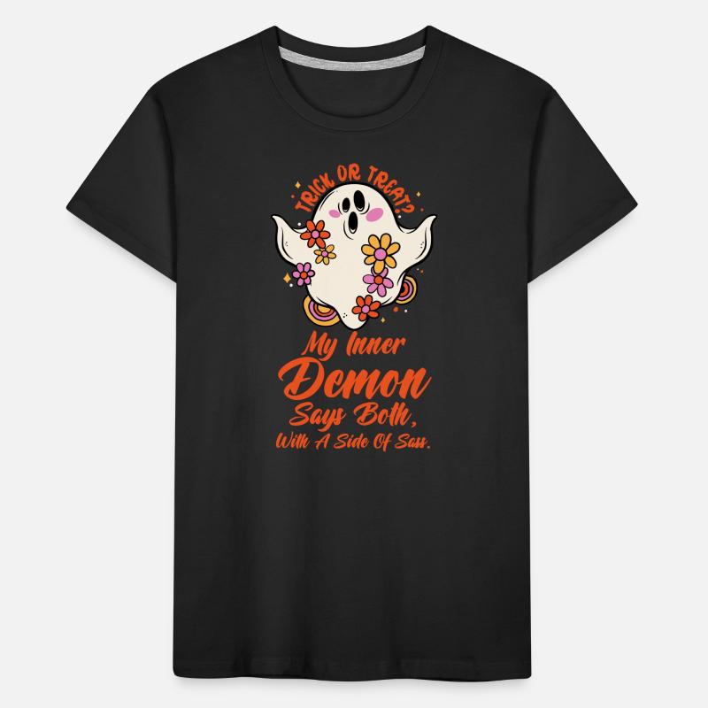 Dämon Halloween Leckerli Oder Trick Sarkastische Frechheit Kinder Premium Bio T-Shirt