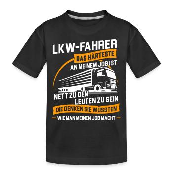 Trucker LKW-Fahrer Fernfahrer LKW Brummi Truck - Kinder Premium Bio T-Shirt - Schwarz - Vorne