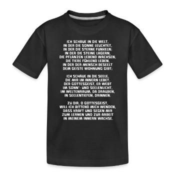 Ich schaue in die Welt Morgenspruch Waldorfschule - Kinder Premium Bio T-Shirt - Schwarz - Vorne