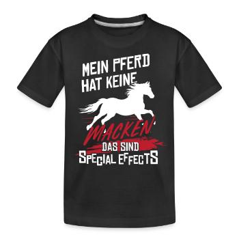Reiterin Reitsport Reiten Pferd Macken Reitverein - Kinder Premium Bio T-Shirt - Schwarz - Vorne