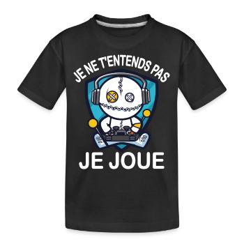 Je ne t'entends pas je joue - T-shirt bio Premium Enfant - noir - Devant