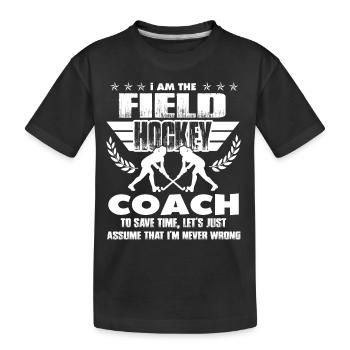 Hockey sur gazon Je suis l’entraîneur de hockey sur gazon - T-shirt bio Premium Enfant - noir - Devant