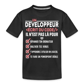 Un Développeur Écrit du Code Cadeau - T-shirt bio Premium Enfant - noir - Devant