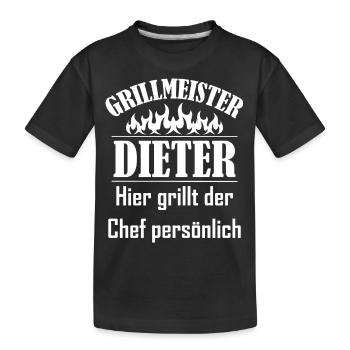 Grillmeister Dieter - Kinder Premium Bio T-Shirt - Schwarz - Vorne