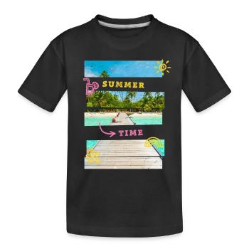 Été Sun Beach Sea Palm Voyage de vacances - T-shirt bio Premium Enfant - noir - Devant