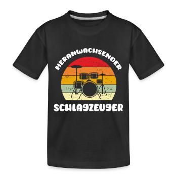 Nachwuchs Schlagzeuger Baby Schlagzeugerin - Kinder Premium Bio T-Shirt - Schwarz - Vorne