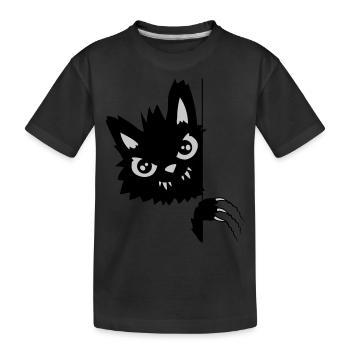 Evil Cat Scratches - Kids' Premium Organic T-Shirt - black - Front