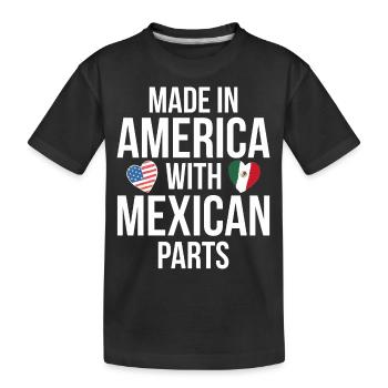 MADE IN AMERICA MIT MEXIKANISCHEN TEILEN - Kinder Premium Bio T-Shirt - Schwarz - Vorne