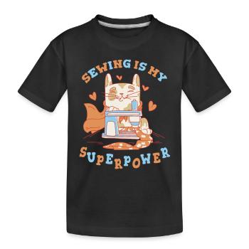 Coudre chat Machine à coudre La couture est mon superpouvoir - T-shirt bio Premium Enfant - noir - Devant