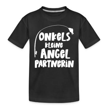 Onkels kleine Angelpartnerin angeln Baby Anglerin - Kinder Premium Bio T-Shirt - Schwarz - Vorne