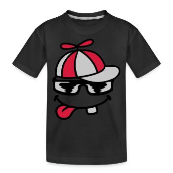 Comic Face Propeller Cap Wind Turbine - Kids' Premium Organic T-Shirt - black - Front