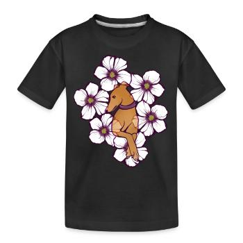 Windhund Floral - Kinder Premium Bio T-Shirt - Schwarz - Vorne