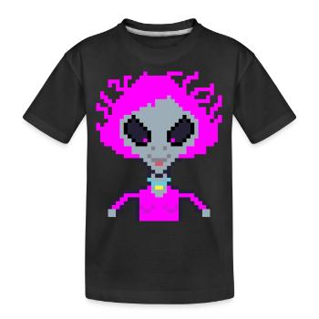 Pixel Alien "Violet Crazy" - Kids' Premium Organic T-Shirt - black - Front