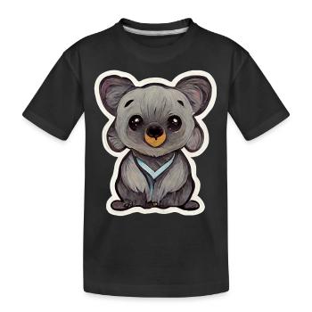 Niedlicher Koala Bär Illustration - Kinder Premium Bio T-Shirt - Schwarz - Vorne