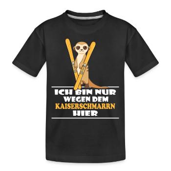 hüttengaudi kaiserschmarrn ski pulverschnee - Kinder Premium Bio T-Shirt - Schwarz - Vorne