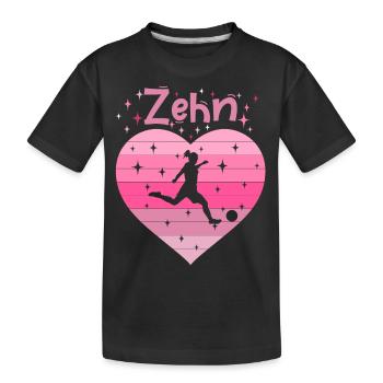 10. Geburtstag Fussball Fussballspielerin Mädchen - Kinder Premium Bio T-Shirt - Schwarz - Vorne