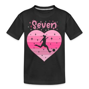 7. Geburtstag Fussball Fussballspielerin Mädchen - Kinder Premium Bio T-Shirt - Schwarz - Vorne