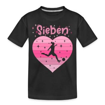 7. Geburtstag Fussball Fussballspielerin Mädchen - Kinder Premium Bio T-Shirt - Schwarz - Vorne