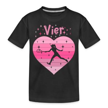 4. Geburtstag Tennis Tennisspielerin Mädchen - Kinder Premium Bio T-Shirt - Schwarz - Vorne