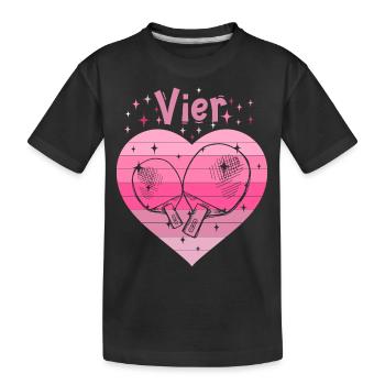 Tischtennis Mädchen 4. Geburtstag - Kinder Premium Bio T-Shirt - Schwarz - Vorne