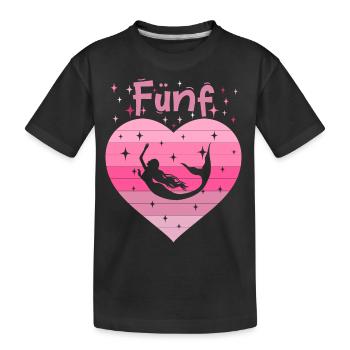 5. Geburtstag Meerjungfrau Schwimmerin Mädchen - Kinder Premium Bio T-Shirt - Schwarz - Vorne