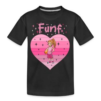 Herz Liebe Sport Basketball Mädchen 5. Geburtstag - Kinder Premium Bio T-Shirt - Schwarz - Vorne
