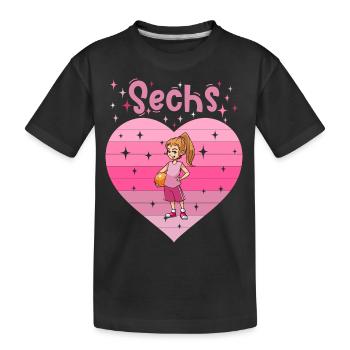 Herz Liebe Sport Basketball Mädchen 6. Geburtstag - Kinder Premium Bio T-Shirt - Schwarz - Vorne