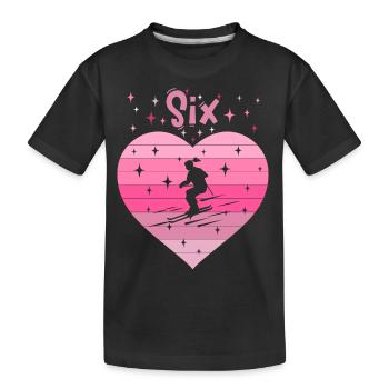 Herz Liebe Hobby Skifahren 6. Geburtstag - Kinder Premium Bio T-Shirt - Schwarz - Vorne
