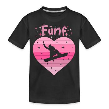 5. Geburstag Snowboard Skiurlaub Mädchen Tochter - Kinder Premium Bio T-Shirt - Schwarz - Vorne