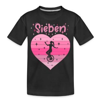 7. Geburtstag Einrad fahren Mädchen Tochter - Kinder Premium Bio T-Shirt - Schwarz - Vorne