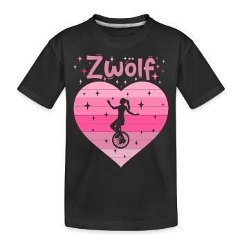 12. Geburtstag Einrad fahren Mädchen Tochter - Kinder Premium Bio T-Shirt - Schwarz - Vorne