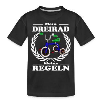 Mein Dreirad und meine Regeln. Kind mit Regeln - Kinder Premium Bio T-Shirt - Schwarz - Vorne