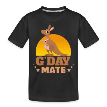 Kangaroo G-Day Mate Kangoroo - Kids' Premium Organic T-Shirt - black - Front