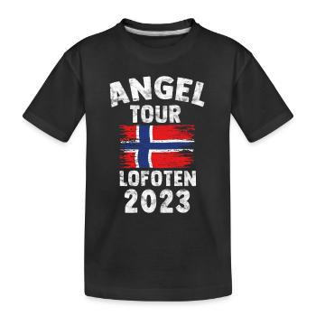 LOFOTEN 2023 Angel Tour Norwegen Personalisierbar - Kinder Premium Bio T-Shirt - Schwarz - Vorne