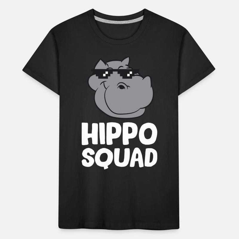 Nilpferd - Hippo Squad mit Sonnenbrille Kinder Premium Bio T-Shirt