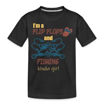 Ich bin ein Flip Flop und Fischer Mädchen - Kinder Premium Bio T-Shirt - Schwarz - Vorne