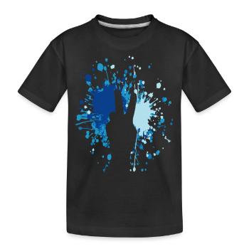 Victory Peace Hand Sign Icon Color Splash - Kids' Premium Organic T-Shirt - black - Front