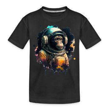 Space Ape, Abdruck eines Affen im Astronautenanzug. - Kinder Premium Bio T-Shirt - Schwarz - Vorne